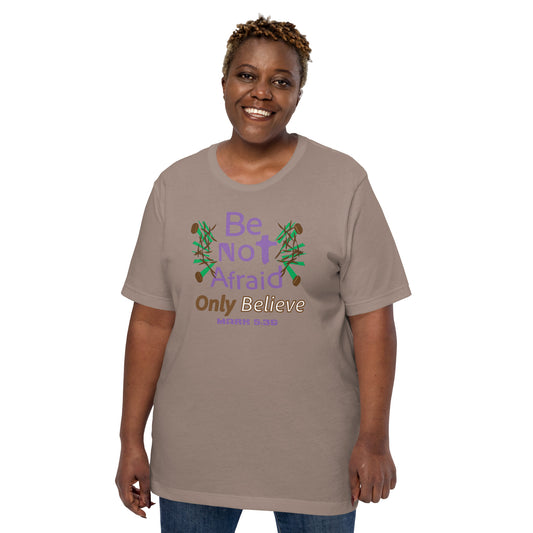 Be not afraid only believe Christian t-shirt, Pebble