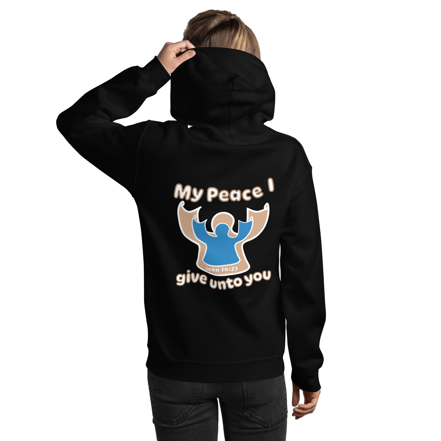 Peace I Leave With You Angel Hoodie, Black