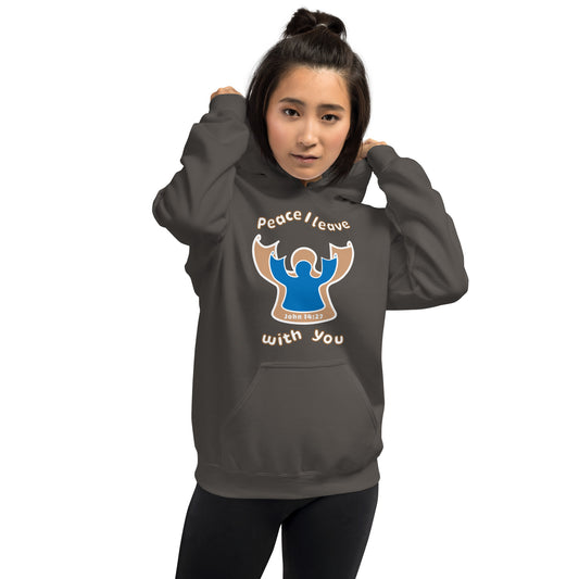 Peace I Leave With You Angel Hoodie, Charcoal
