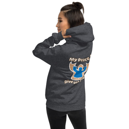 Peace Angel Clothing, Beige Blue Angel, Hoodie, Dark Heather