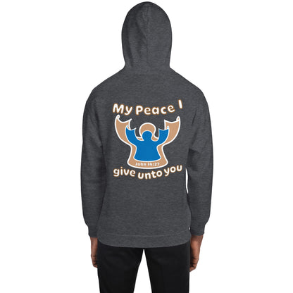 Peace Angel Clothing, Beige Blue Angel, Hoodie, Dark Heather