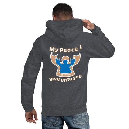 Peace Angel Clothing, Beige Blue Angel, Hoodie, Dark Heather