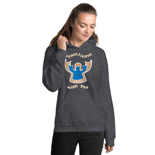 Peace Angel Clothing, Beige Blue Angel, Hoodie, Dark Heather