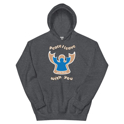 Peace Angel Clothing, Beige Blue Angel, Hoodie, Dark Heather