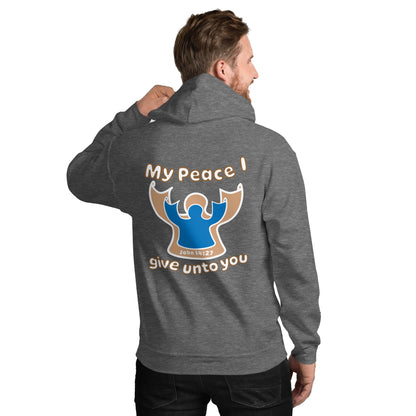 Peace Angel Clothing, Beige Blue Angel, Hoodie, Graphite Heather
