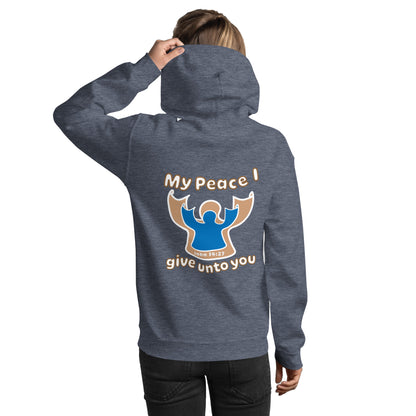 Peace Angel Clothing, Beige Blue Angel, Hoodie, Heather Sport Dark Navy