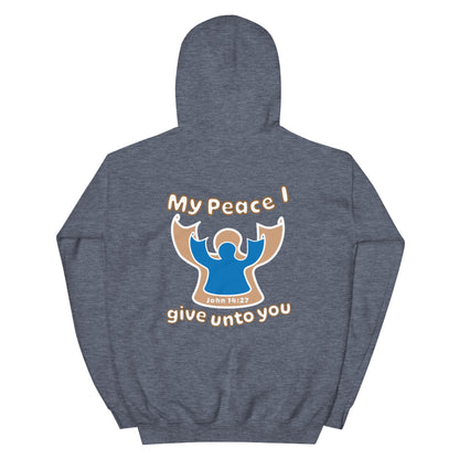 Peace Angel Clothing, Beige Blue Angel, Hoodie, Heather Sport Dark Navy