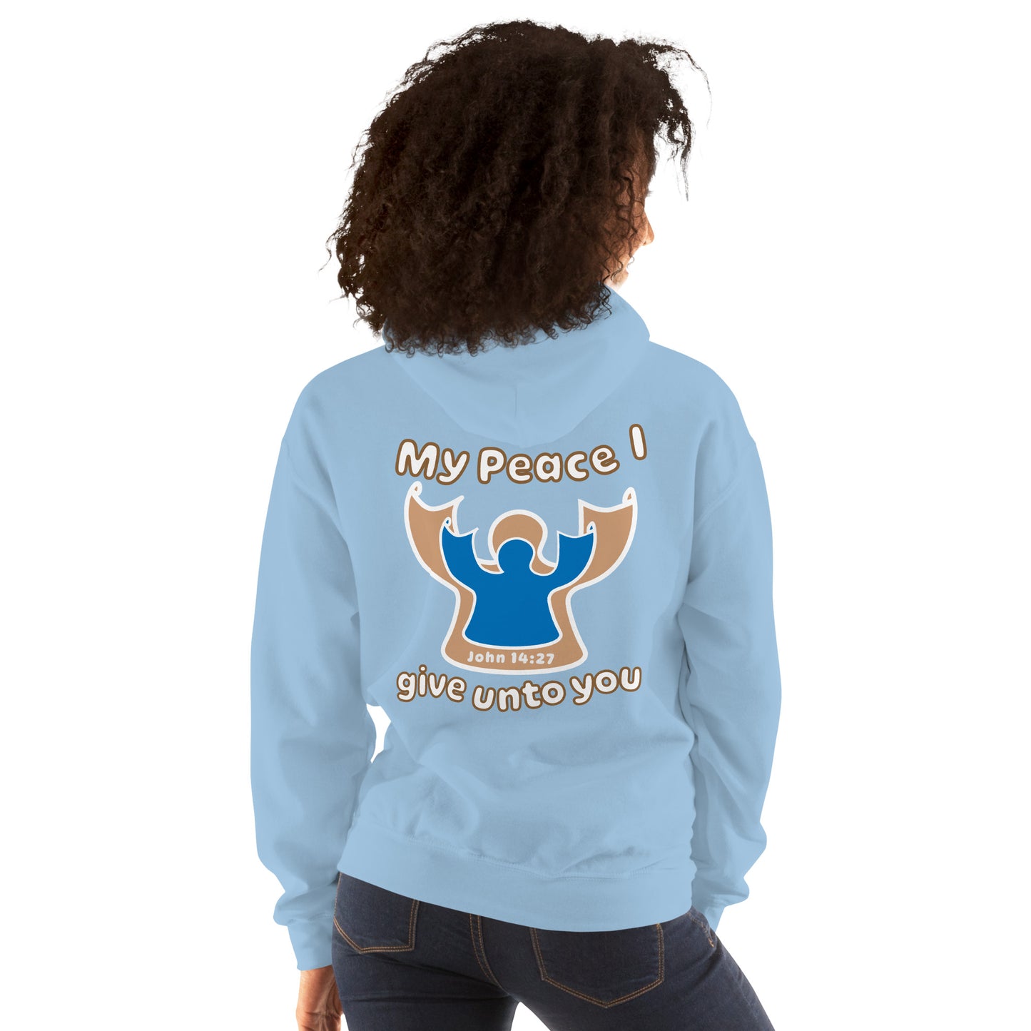 Peace I Leave With You Angel Hoodie, Light Blue