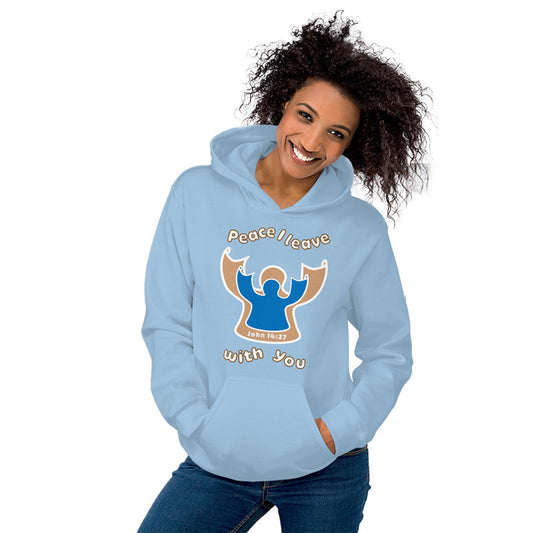 Peace I Leave With You Angel Hoodie, Light Blue