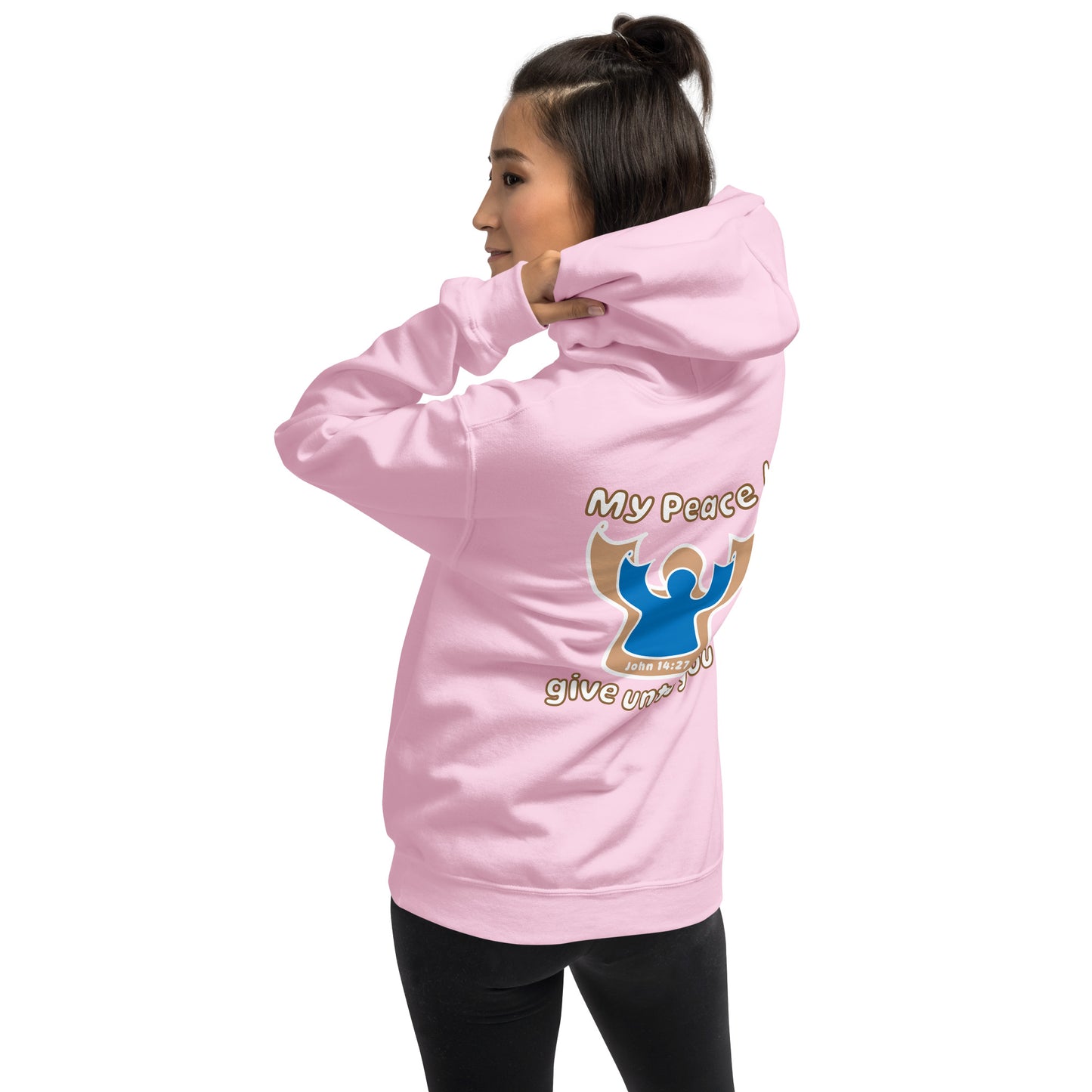 Peace I Leave With You Angel Hoodie, Light Pink