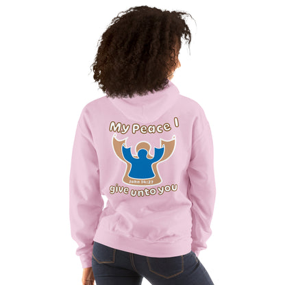 Peace I Leave With You Angel Hoodie, Light Pink