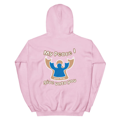 Peace I Leave With You Angel Hoodie, Light Pink