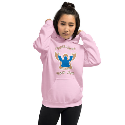 Peace I Leave With You Angel Hoodie, Light Pink