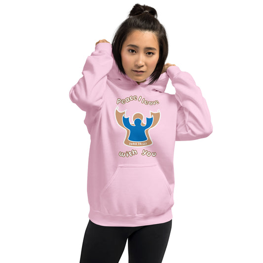 Peace I Leave With You Angel Hoodie, Light Pink