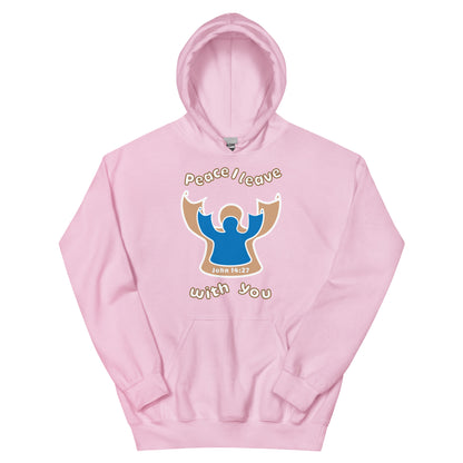 Peace I Leave With You Angel Hoodie, Light Pink