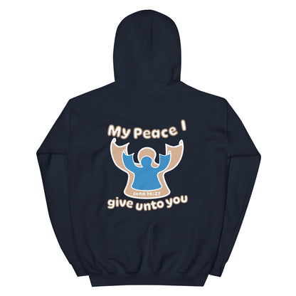 Peace Angel Clothing, Beige Blue Angel, Hoodie, Navy
