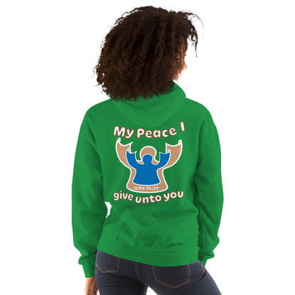 Peace I Leave With You Angel Hoodie, Irish Green