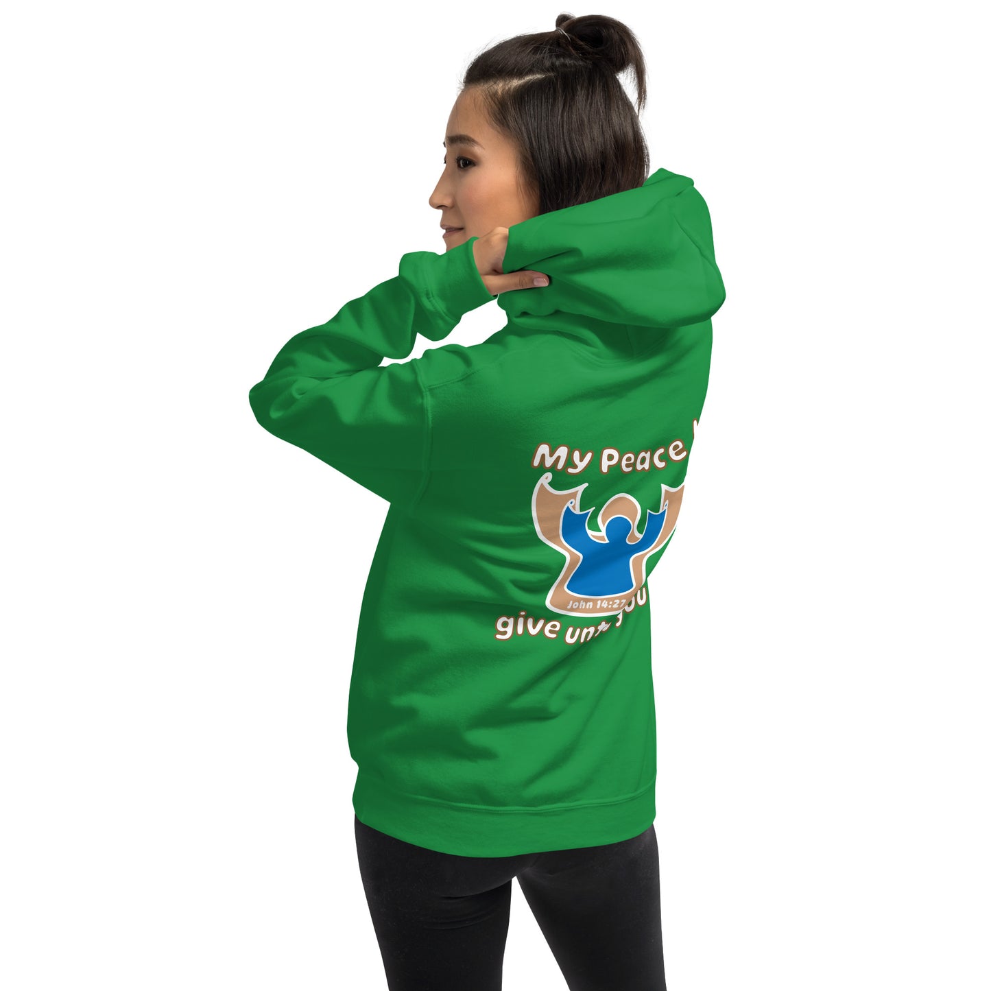 Peace I Leave With You Angel Hoodie, Irish Green