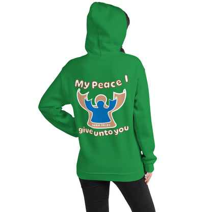 Peace I Leave With You Angel Hoodie, Irish Green