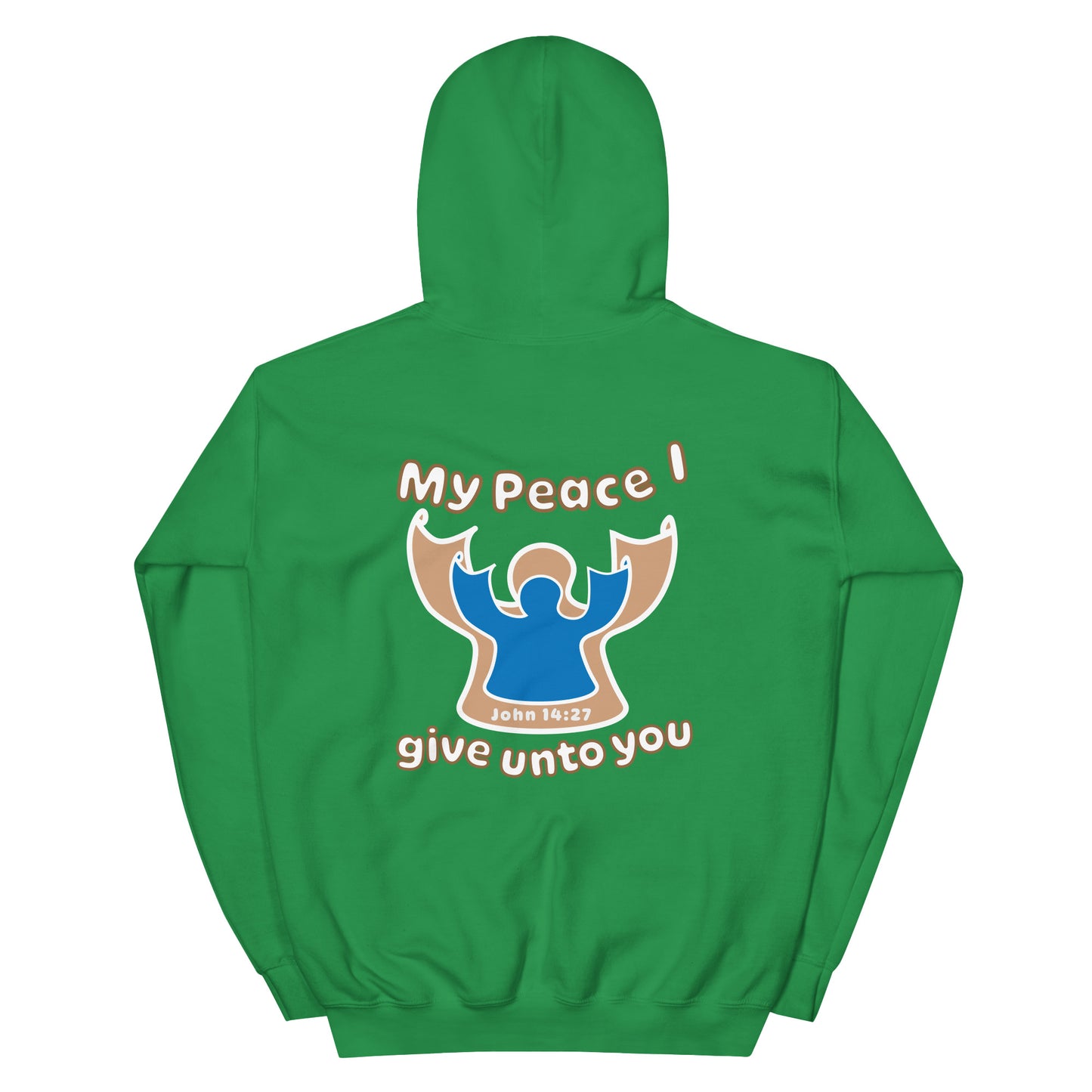 Peace I Leave With You Angel Hoodie, Irish Green