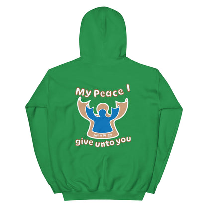 Peace I Leave With You Angel Hoodie, Irish Green