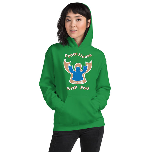 Peace I Leave With You Angel Hoodie, Irish Green