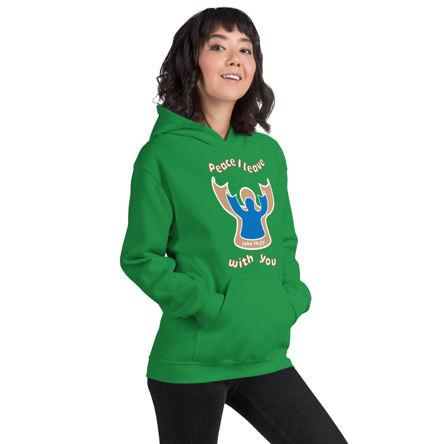Peace I Leave With You Angel Hoodie, Irish Green