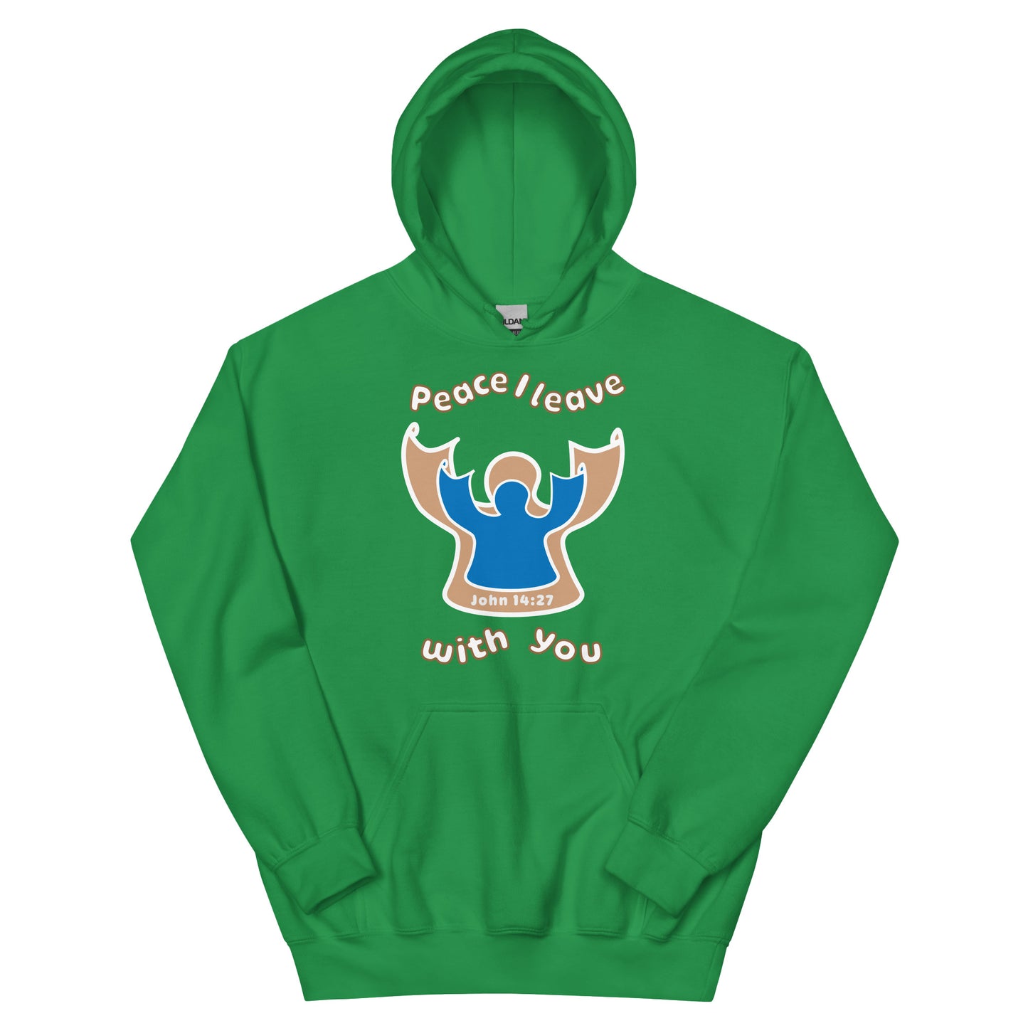Peace I Leave With You Angel Hoodie, Irish Green